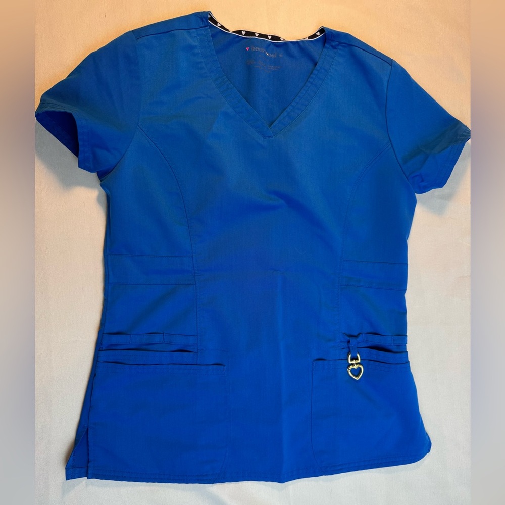 HeartSoul Women's V-Neck Scrub Top in Royal Blue